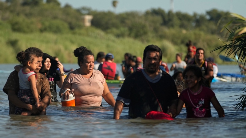 Barrels of drinking water for migrants walking through Texas have disappeared