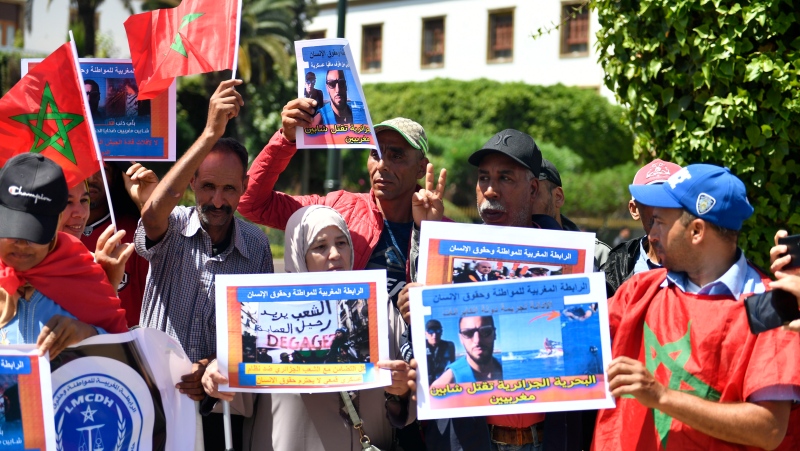 Moroccans protest after Algeria acknowledges deadly shooting at a group on water scooters