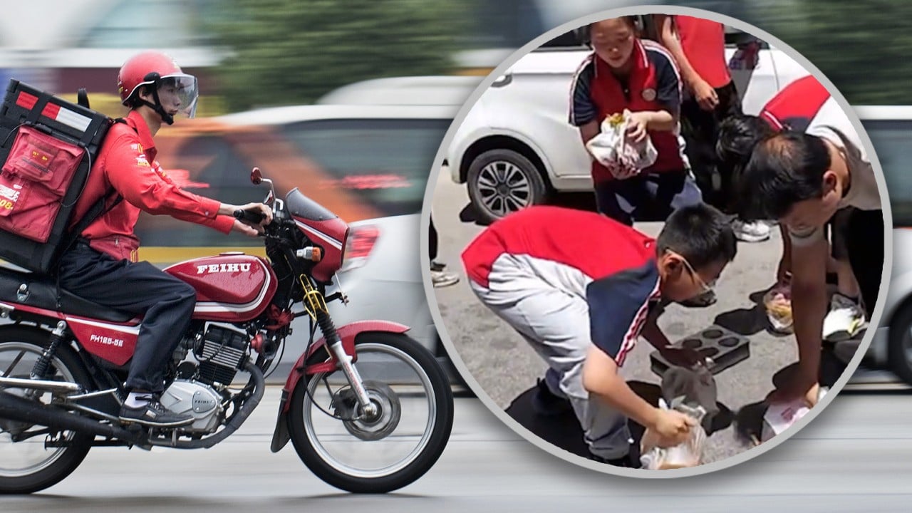 Kind China pupils rush to help crashed delivery rider, pick up scattered lunchboxes