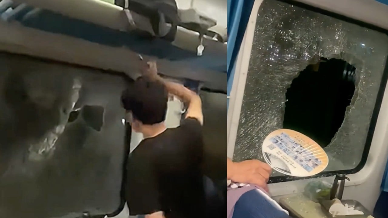 Chinese man smashes train window after collision traps passengers on hot day