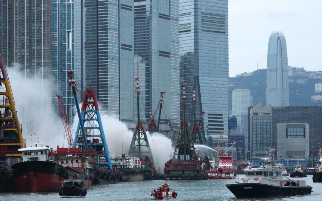 Blaze on Hong Kong barge in Yau Ma Tei typhoon shelter triggers smoke alert