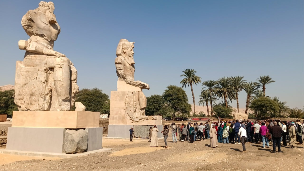 Egypt reveals restored colossal statues of pharaoh in Luxor in bid to boost tourism