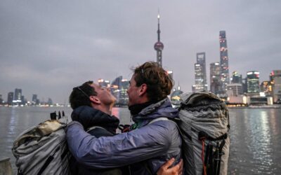 French duo reach Shanghai, China, after walking over 12,000km in 518 days