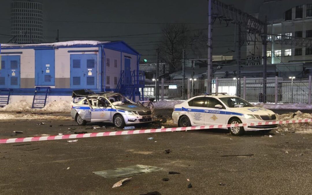 Assailant kills police officer and himself in blast near Moscow railway station