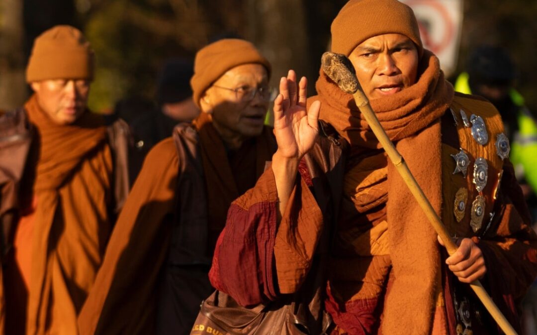 Walk for peace: Buddhist monks arrive in Washington after 3,700km journey