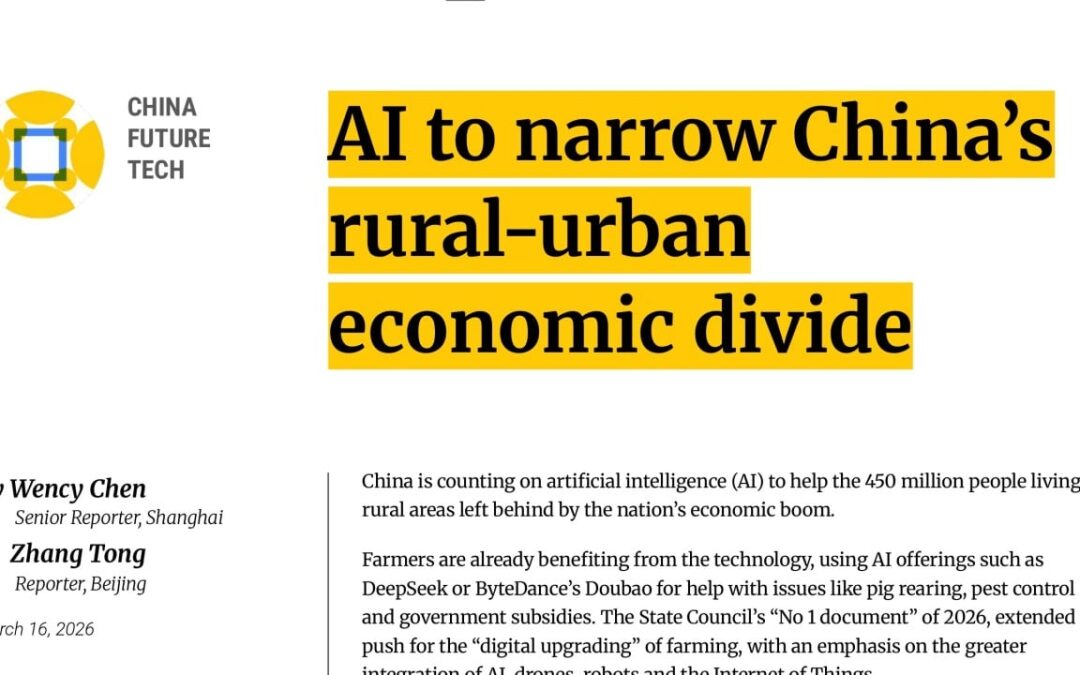 AI to narrow China’s rural-urban economic divide