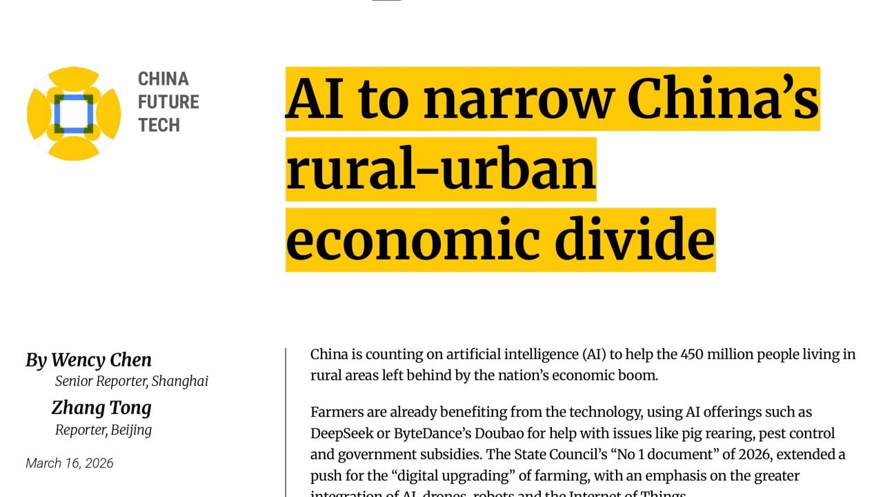 AI to narrow China’s rural-urban economic divide