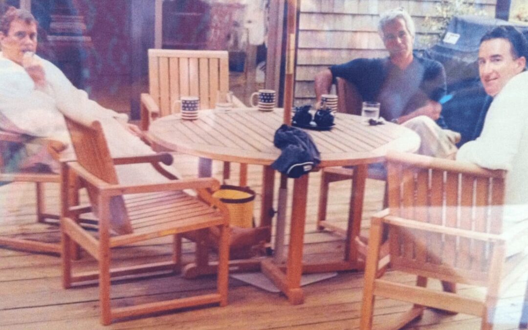 UK’s Andrew and Peter Mandelson pictured in bathrobes with Jeffrey Epstein