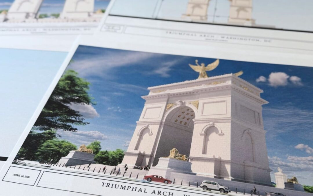 Trump unveils plan for triumphal arch in Washington: eagles, lions, lots of gold