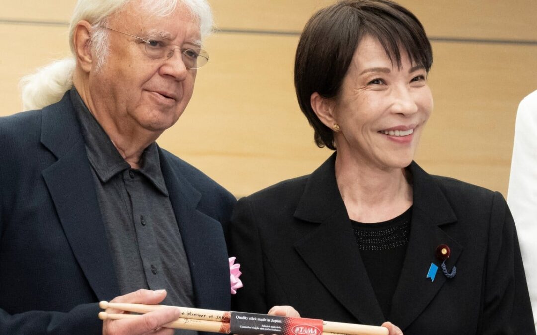 Japan’s Sanae Takaichi tickled pink to meet UK band Deep Purple