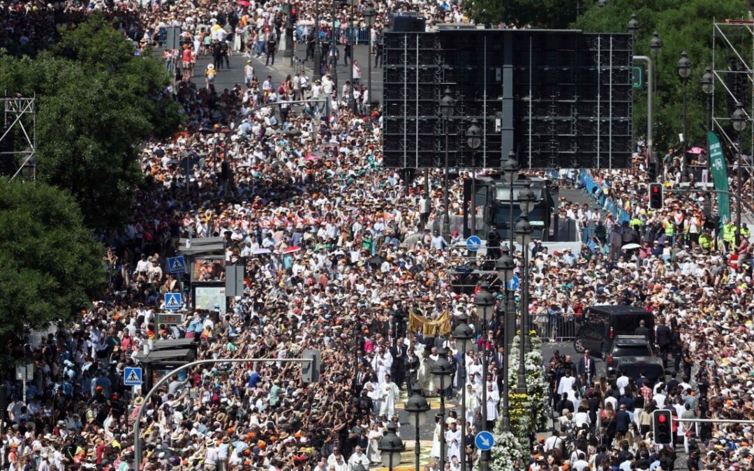 More than 1 million people flood Madrid streets to see Pope Leo preside over open-air Mass