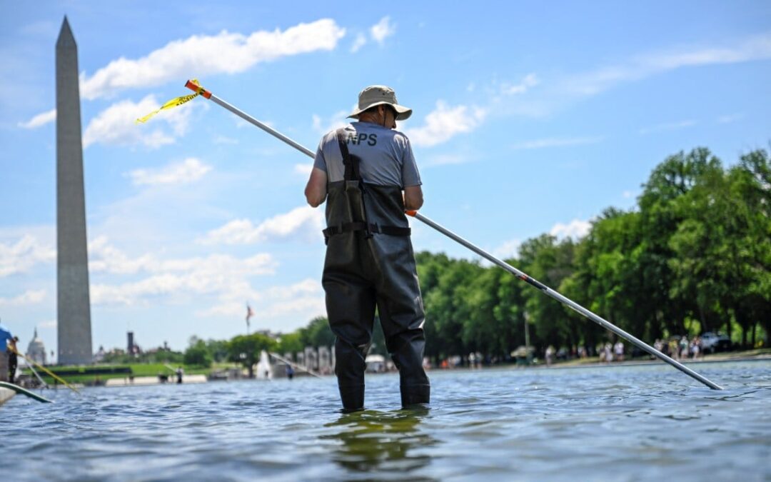 Trump blames reflecting pool woes on vandalism, but offers no proof