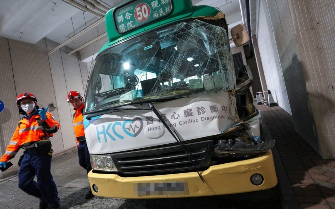 10 injured as minibus, water tanker collide in Hong Kong’s Kwun Tong district