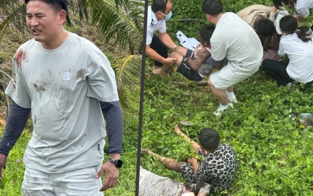 Honeymooning Chinese policeman and wife save family of 5 from teetering car on slope edge