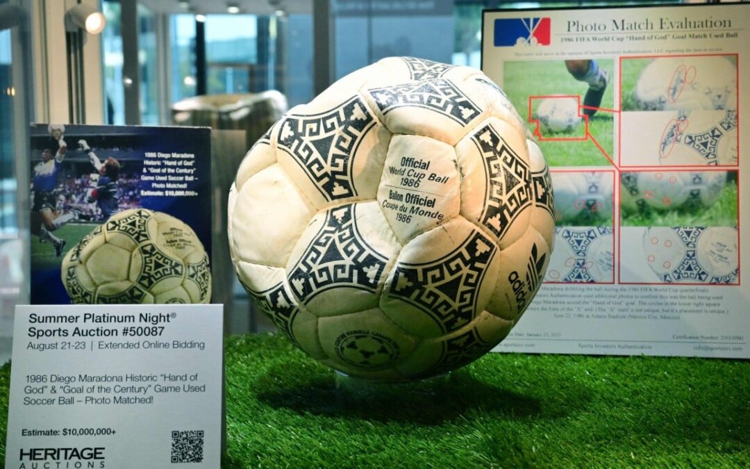 Diego Maradona’s ‘Hand of God’ football sells for US$3.35 million at US auction