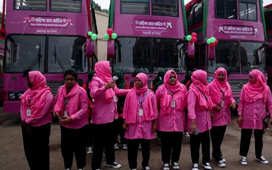 Bangladesh launches women-only Pink Bus service in Dhaka