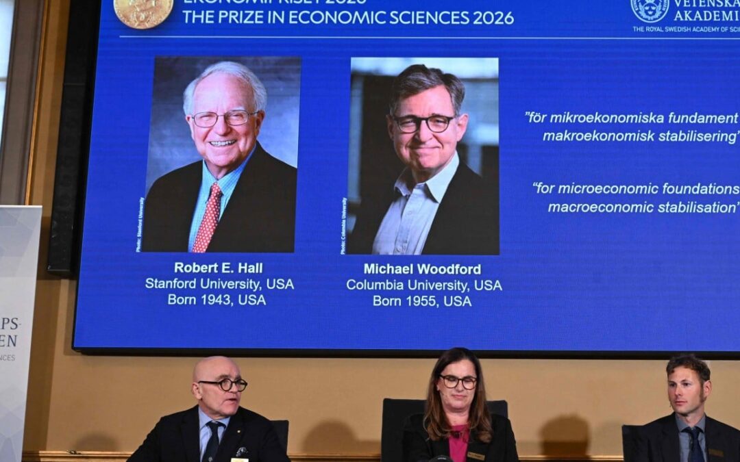 ⁠US economists Robert ⁠Hall, Michael Woodford win 2026 Nobel economics prize