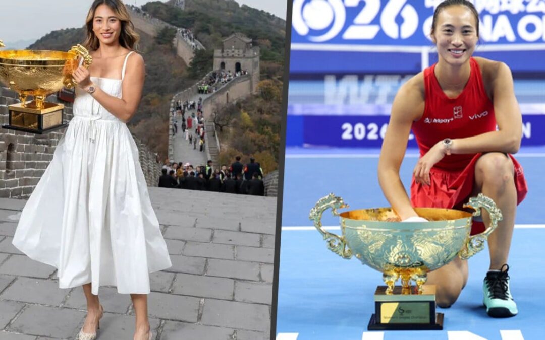 Seeking men’s approval? Chinese tennis star criticised for glamorous photo shoot with trophy